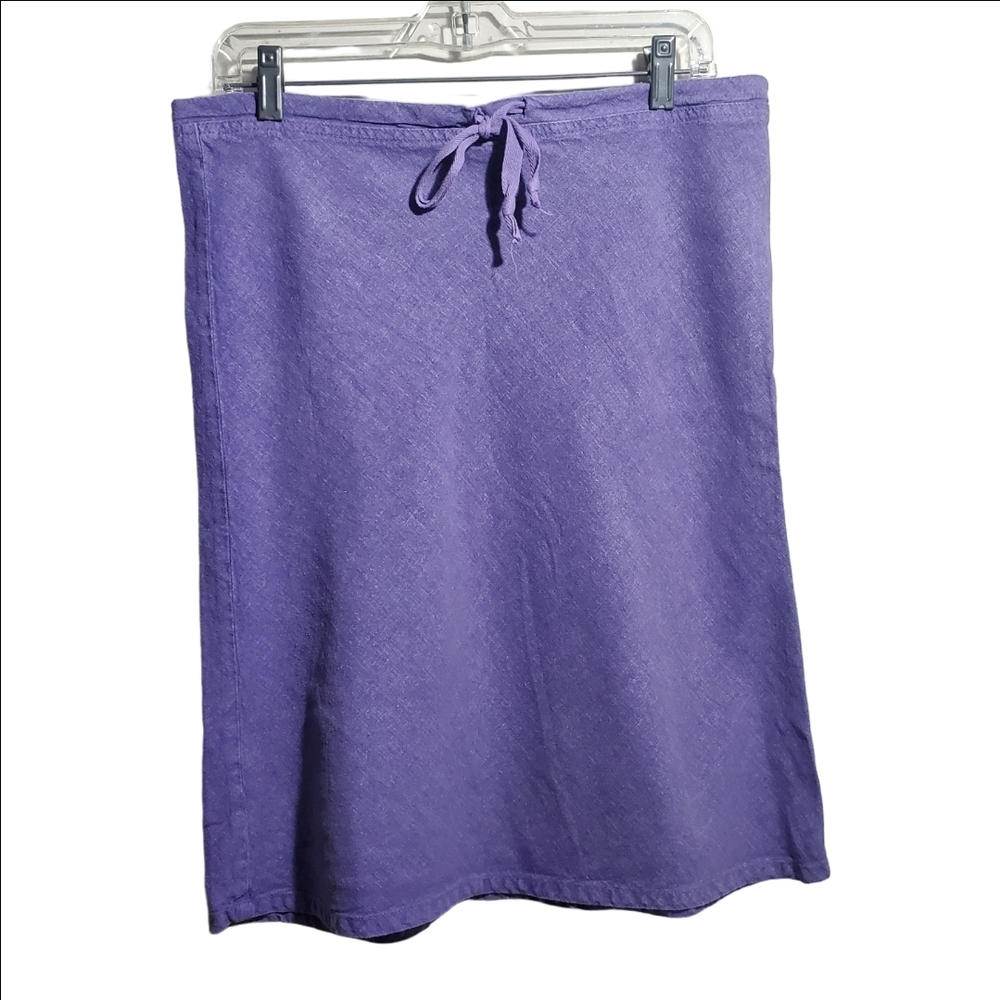 Purple A-Line Midi Hemp Skirt for Women with Drawstring Waist Size SM  --  EUC